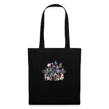 Blumen | Sticker | Glimmerfänger - Stoffbeutel - Schwarz - Vorne