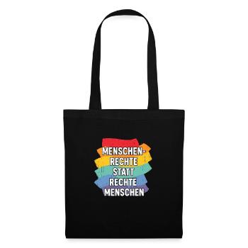Menschenrechte statt rechte Menschen - Stoffbeutel - Schwarz - Vorne