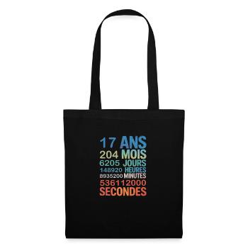 17 Ans – Le Temps en Secondes, Minutes - Stoffbeutel - Schwarz - Vorne