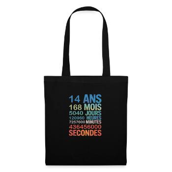 14 Ans en Secondes – Design Anniversaire Original - Tote Bag - black - Front