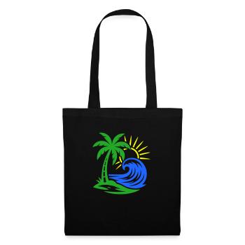 Palme Insel Ozean - Stoffbeutel - Schwarz - Vorne