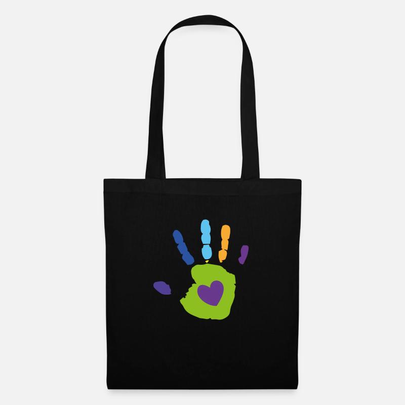 Kinderhand (Herz) - Stoffbeutel - Schwarz