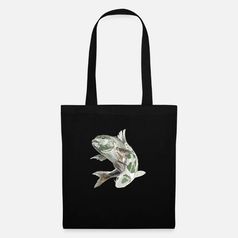 fische sternzeichen angler angeln - Stoffbeutel - Schwarz