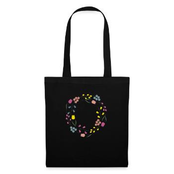 Couronne de fleurs Printemps - Sac en tissu - noir - Devant