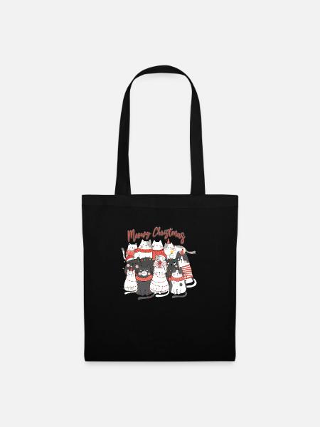Meow Christmas cats collage - Tote Bag - black