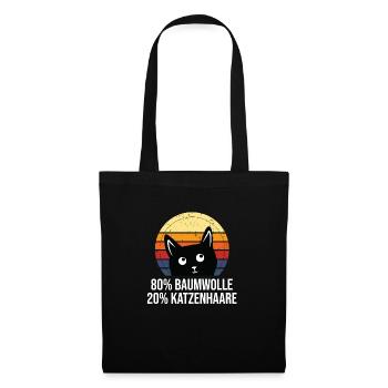 Katzenhaare Schwarze Katze Liebhaber Retro Lustig - Stoffbeutel - Schwarz - Vorne
