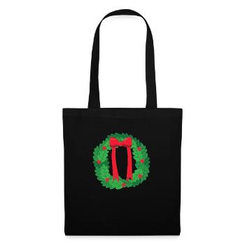 Kranz Weihnachten - Stoffbeutel - Schwarz - Vorne