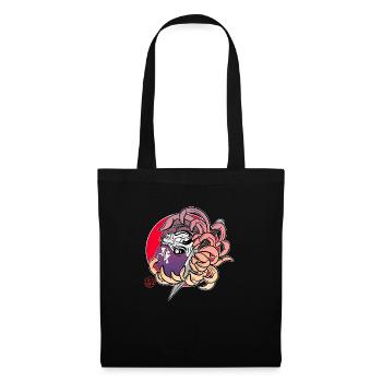 Daruma dans un chrysanthème - Sac en tissu - noir - Devant
