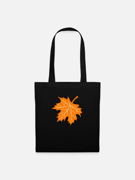 Herbst Blatt Geschenkidee Natur - Stoffbeutel - Schwarz