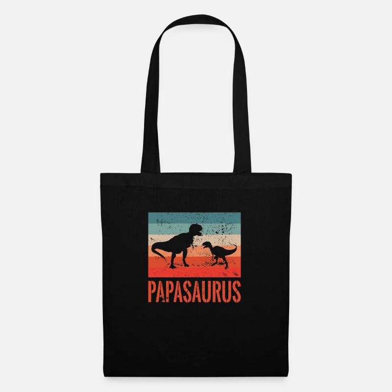 Papa Vatertag Geschenk Papasaurus Dino Dad - Stoffbeutel - Schwarz