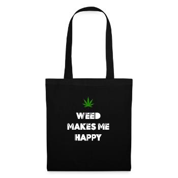 l’herbe me rend heureux cannabis marijuana - Sac en tissu - noir - Devant