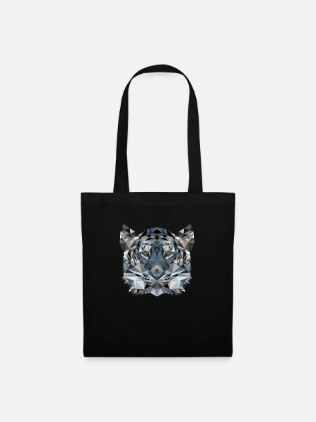 Tiger grau/blau polygon Design - Stoffbeutel - Schwarz
