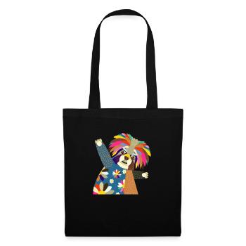 Folk Art Terrier Dog Portrait - Tote Bag - black - Front