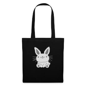 Sitzender kleiner kawaii Hase - Stoffbeutel - Schwarz - Vorne