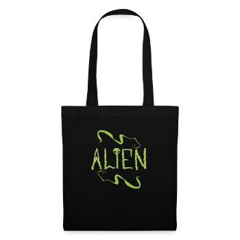 Alien aux yeux noir extraterrestre vert caché - Sac en tissu - noir - Devant