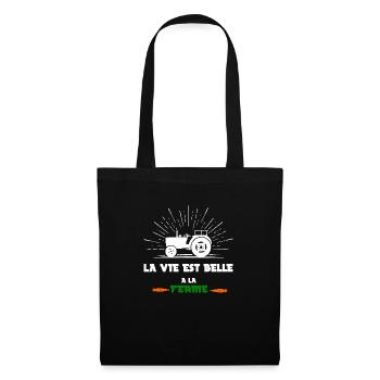 la vie est belle a la ferme - Sac en tissu - noir - Devant