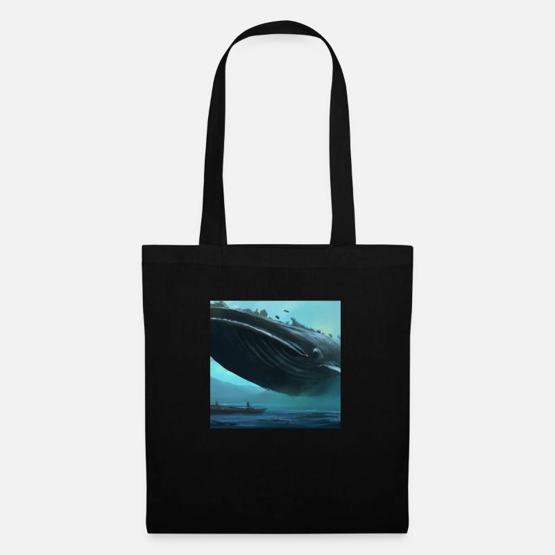 Baleine flottant dans le ciel - Sac en tissu - noir
