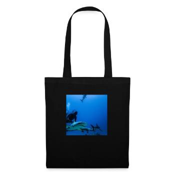 Plongeurs avec des requins - Sac en tissu - noir - Devant