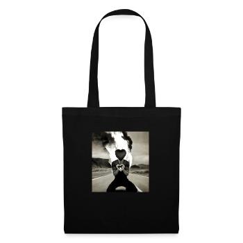 Saint valentin en feu - coeur d'amour - Sac en tissu - noir - Devant