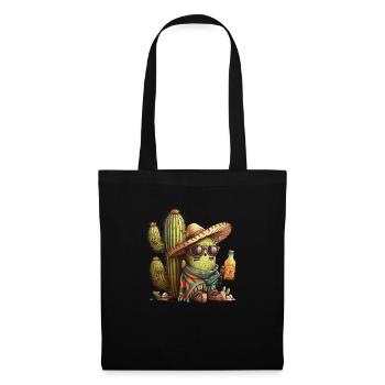 Drôle de cactus avec bière sombrero et lunettes de soleil - Sac en tissu - noir - Devant