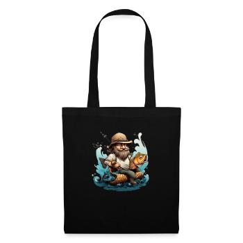 Pêcheur de dessin animé - Sac en tissu - noir - Devant