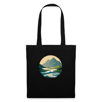 Mountains with River Nature Illustration/Grafik - Tote Bag - black - Front