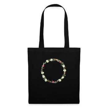 Couronne de fleurs des champs boho personnalisable - Sac en tissu - noir - Devant
