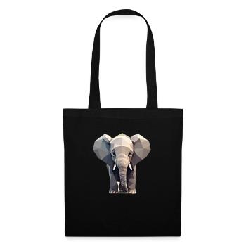 Éléphant - Style Polygone - Sac en tissu - noir - Devant