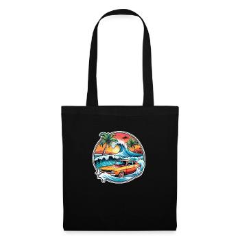 surf plage palmier soleil vacances - Sac en tissu - noir - Devant