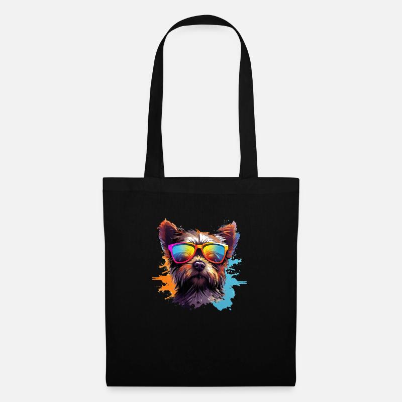 Cooler Hund mit Sonnenbrille Hunde Design - Stoffbeutel - Schwarz