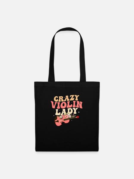 Crazy Violin Lady Violinist Orchestra - Stoffbeutel - Schwarz