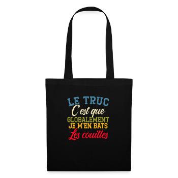 Cadeau Humoristique "Je M'en Bats Les Cuoilles" - Sac en tissu - noir - Devant