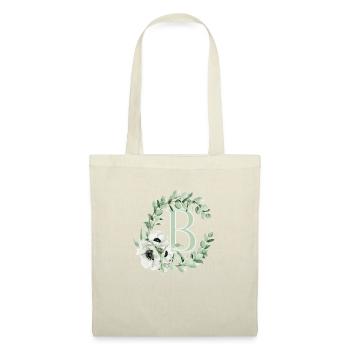 Lettre B avec des fleurs - Sac en tissu - nature - Devant