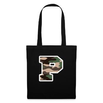 lettre P camouflage militaire-idée cadeau - Sac en tissu - noir - Devant