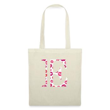 Lettre e bisous - Sac en tissu - nature - Devant
