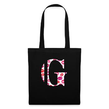 Lettre g bisous - Sac en tissu - noir - Devant