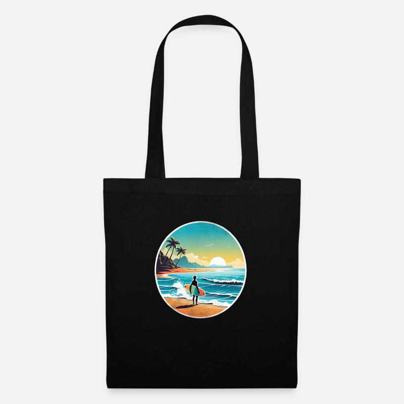 Strandurlaub Sonne Meer - Stoffbeutel - Schwarz