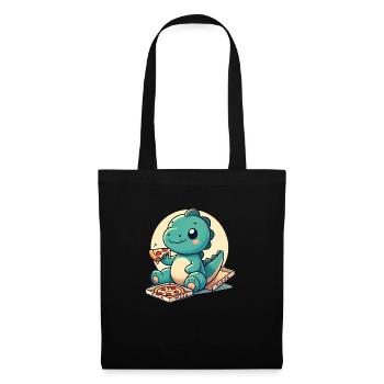 Pizza Dino mignonne, Dinosaure Kawaii - Sac en tissu - noir - Devant