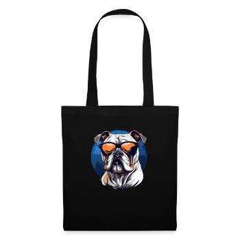 Old english Bulldog mit Sonnenbrille - Stoffbeutel - Schwarz - Vorne