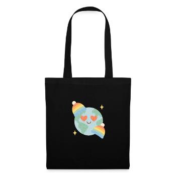 Regenbogen Erde – Pride Planet Design - Stoffbeutel - Schwarz - Vorne