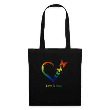 Rainbow Heart Butterflies "Love is Love" - Tote Bag - black - Front