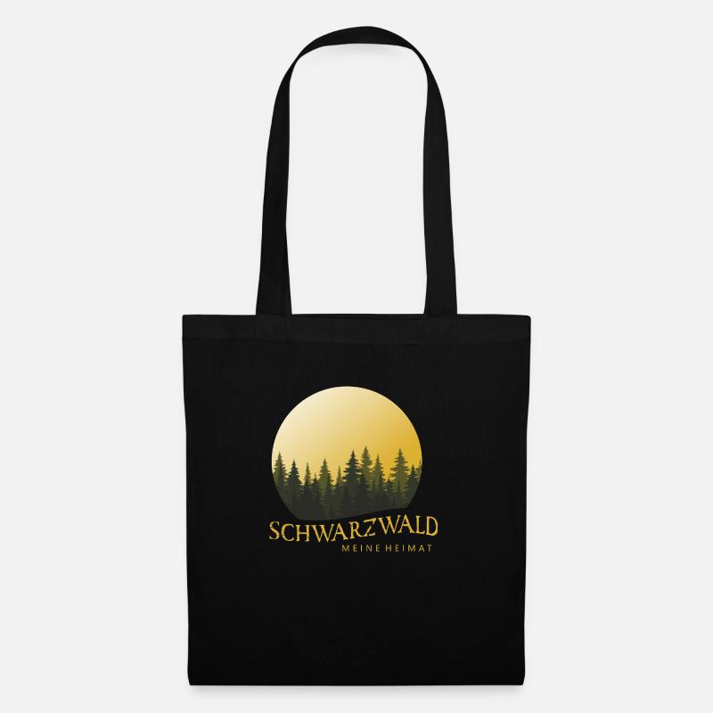 Forest Landscape Sunset Black Forest - Tote Bag - black