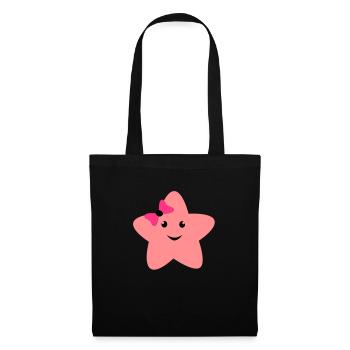 cute star, süßer Stern mit Schleife - Stoffbeutel - Schwarz - Vorne