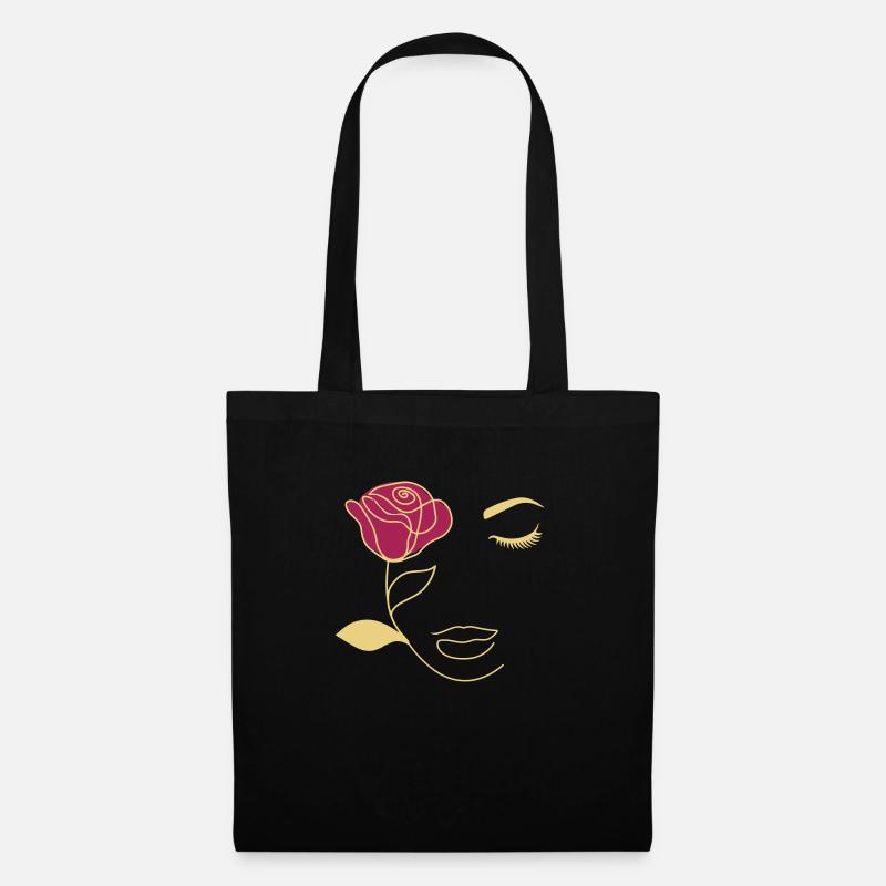 Beauty Rose Gesicht - Stoffbeutel - Schwarz