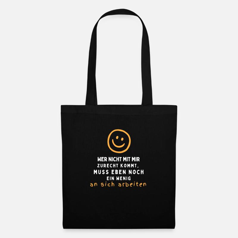 Lustiges Shirt, Smile, Geschenk, Sprüche - Stoffbeutel - Schwarz