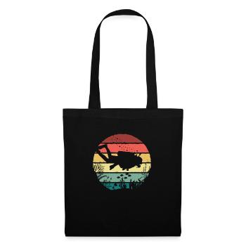 Retro Graphic Snorkeler Scuba Diver Diving Snorkel - Stoffbeutel - Schwarz - Vorne