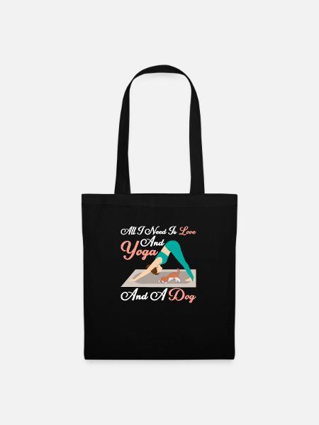 All I Need Is Love And Yoga And A Dog Pose Love - Stoffbeutel - Schwarz