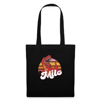 MILO - Beau prénom de garçon avec T-REX Dino - Sac en tissu - noir - Devant