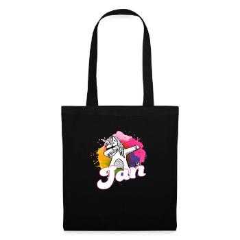JAN - Beau nom de garçon avec licorne cool - Sac en tissu - noir - Devant