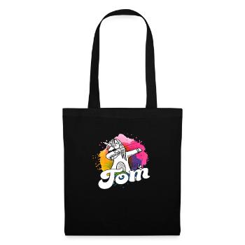 TOM - Beau nom de garçon avec licorne cool - Sac en tissu - noir - Devant